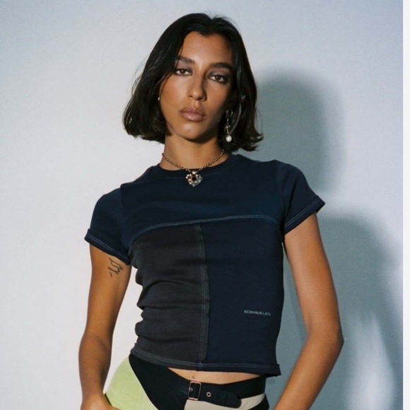 Eckhaus Latta Tops - Eckhaus Latta Navy & Brown Lapped Baby T-Shirt